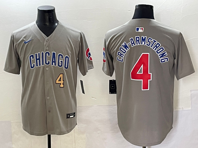Men 2025 Chicago Cubs #4 Crow Armstrong greu Nike MLB Jersey